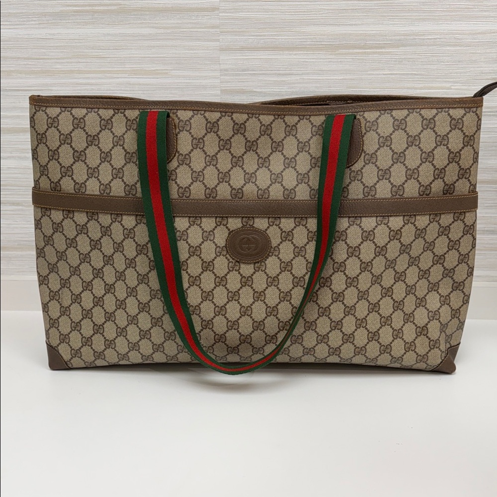 Gucci Brown and Beige Monogram Tote - Picture 2 of 16